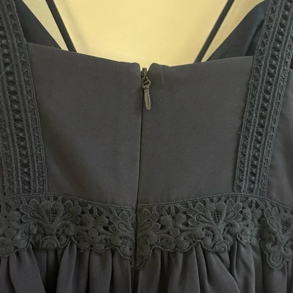 BCBGMAXAZRIA Navy Crepe Embroidered Peplum Jumpsuit - Picture 13 of 13